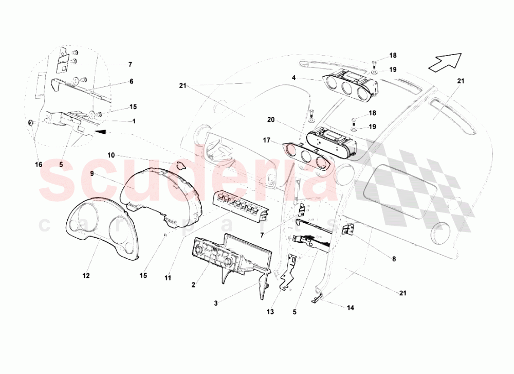 Dashboard Instruments of Lamborghini Lamborghini Gallardo (2003-2005)