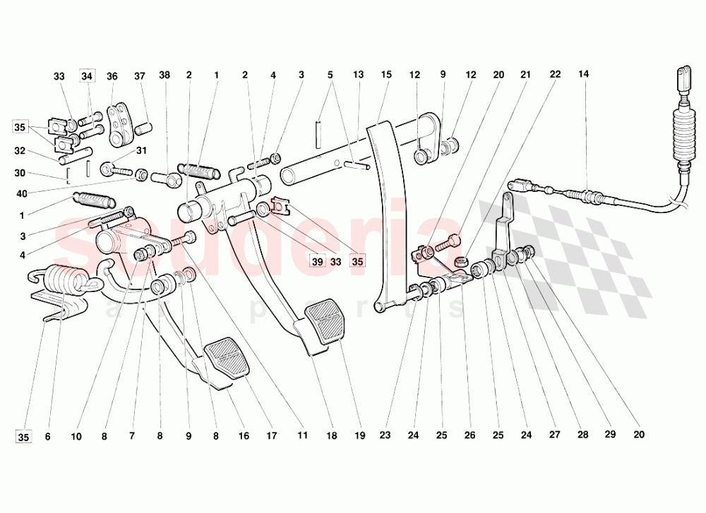 Pedals (Valid for June 1992 Version) of Lamborghini Lamborghini Diablo (1990-1998)