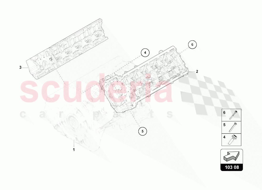 COMPLETE CYLINDER HEAD (WITHOUT CAMSHAFT AND WITHOUT GLOW PLUG) of Lamborghini Lamborghini Huracan Evo Coupe