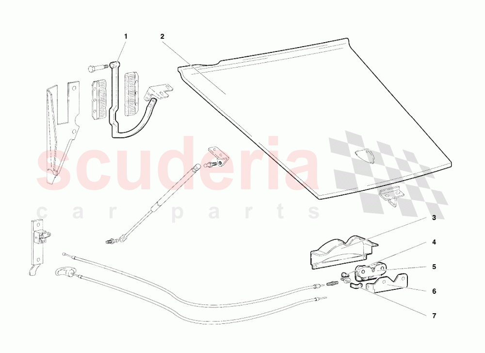 Front Hood (Valid for R.H.D. Version - April 1994) of Lamborghini Lamborghini Diablo VT (1993-1998)