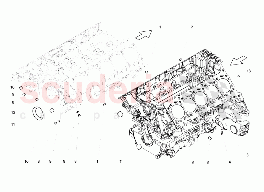 Crankcase of Lamborghini Lamborghini Gallardo (2003-2005)