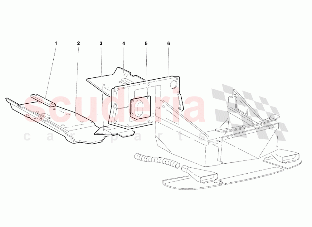 Frame Floor Panels (Valid for R.H.D. Version - April 1994) of Lamborghini Lamborghini Diablo VT (1993-1998)