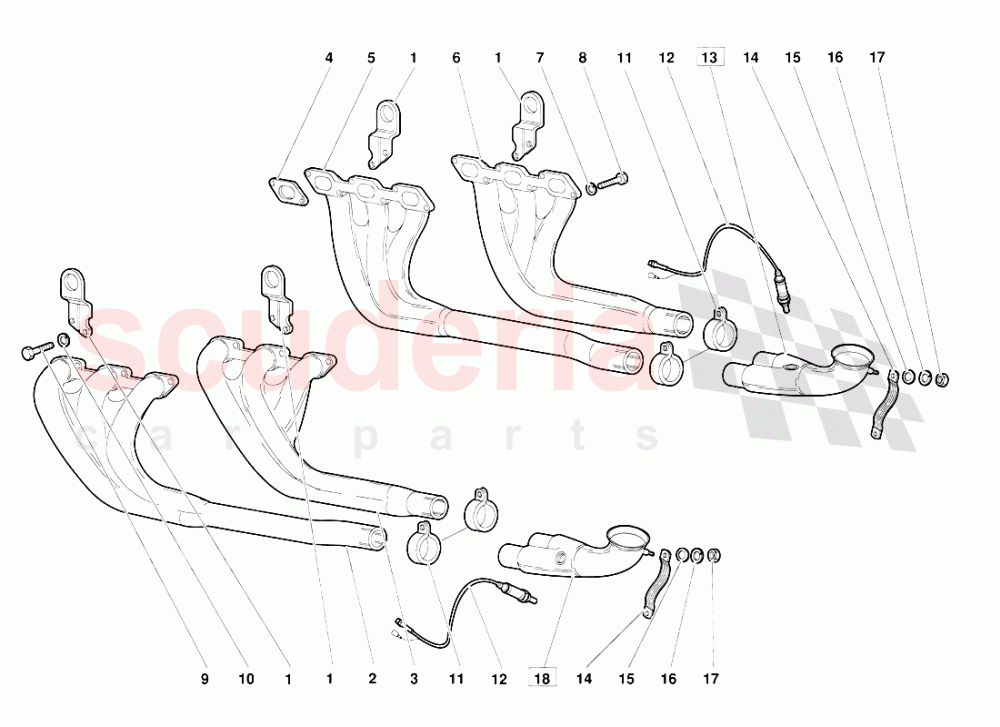 Exhaust System (Valid for June 1992 Version) 1 of Lamborghini Lamborghini Diablo (1990-1998)