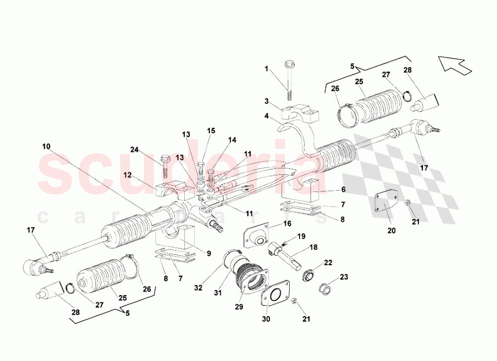 Steering Rack of Lamborghini Lamborghini Gallardo (2008)