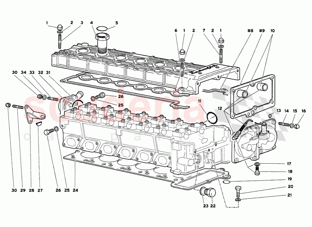 Accessories for Right Cylinder Head of Lamborghini Lamborghini Diablo VT 6.0 (2000-2001)