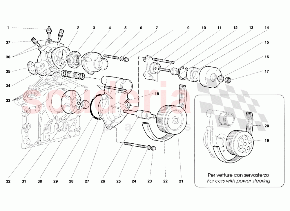 Thermostat and Water Pump of Lamborghini Lamborghini Diablo SE30 (1993-1995)