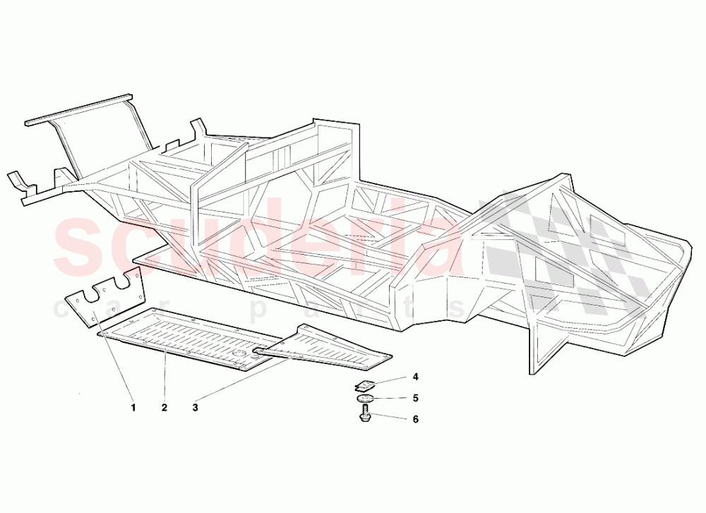 Frame Elements (Valid for Switzerland Version - April 1994) of Lamborghini Lamborghini Diablo VT (1993-1998)