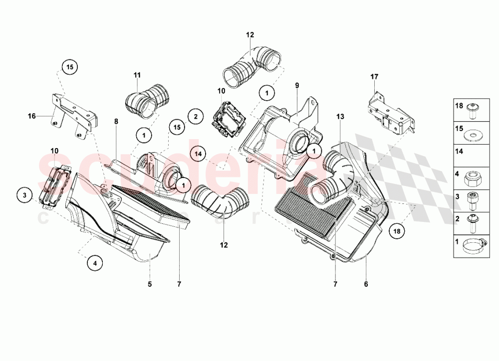 Air Filter Box of Lamborghini Lamborghini Aventador LP700 Coupe