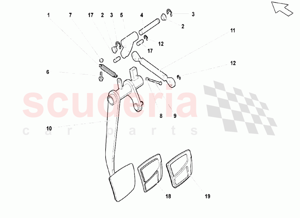 Pedal Lever System - Brake Pedal 1 of Lamborghini Lamborghini Gallardo LP550 Coupe