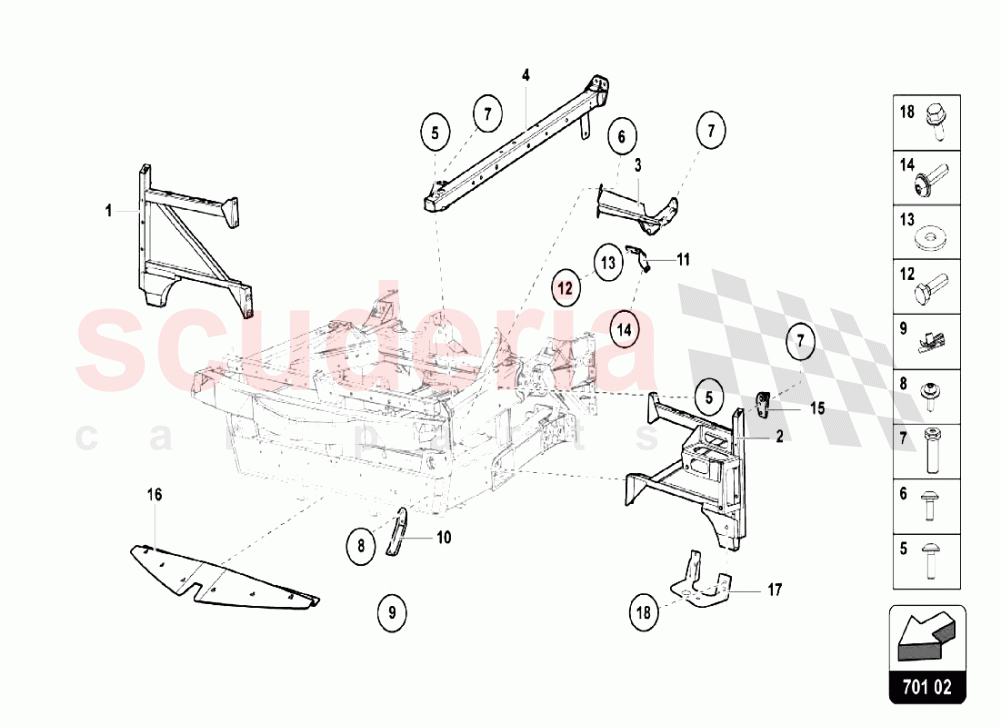 FRONT FRAME ELEMENTS 2 of Lamborghini Lamborghini Aventador LP750 SV Coupe