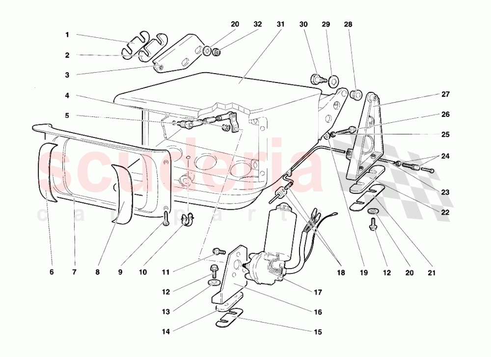 Head Lamp Lifting System of Lamborghini Lamborghini Diablo SE30 (1993-1995)