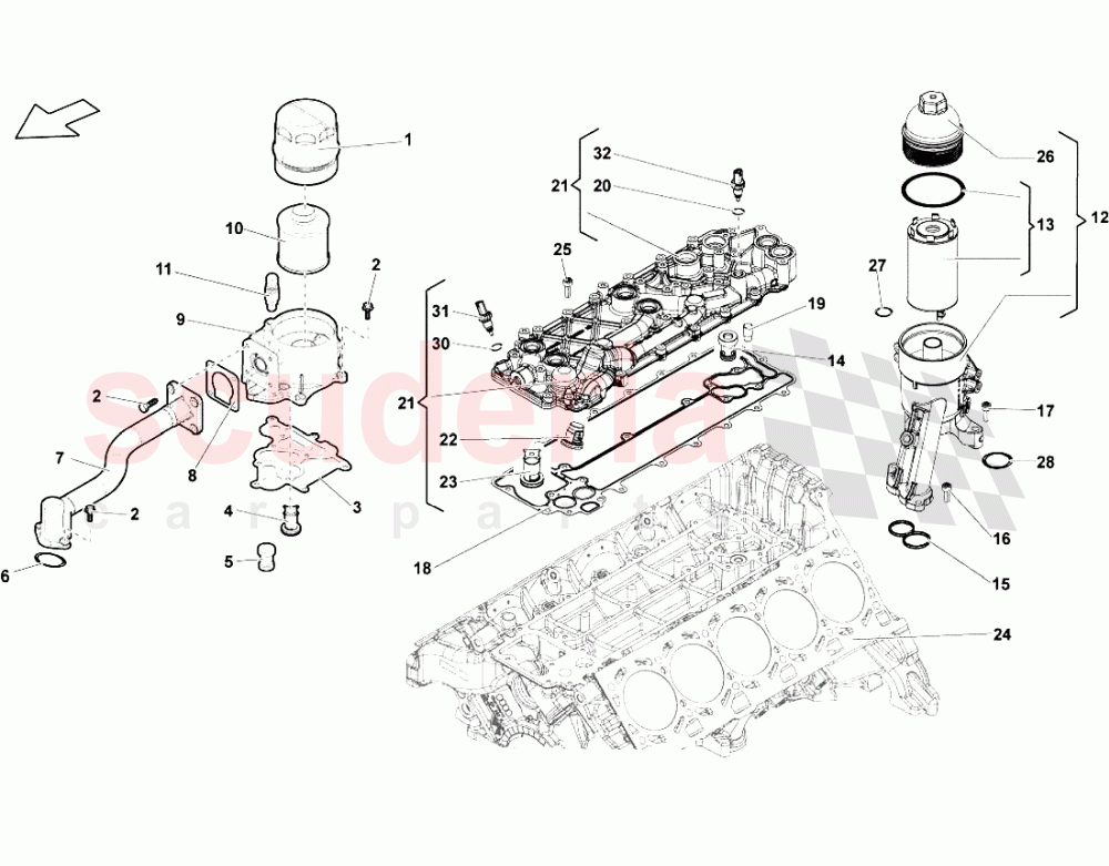 Oil Filter of Lamborghini Lamborghini Gallardo LP560 Coupe