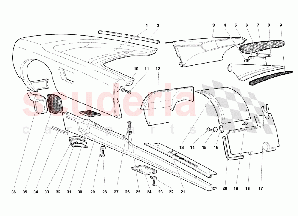 Body Elements - Right Flank of Lamborghini Lamborghini Diablo VT (1993-1998)