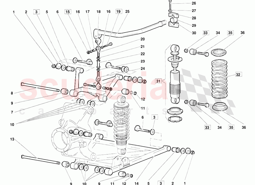 Rear Suspension (Valid for June 1992 Version) of Lamborghini Lamborghini Diablo (1990-1998)