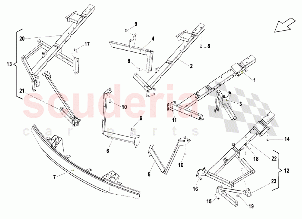 Frame Elements - Bodywork Front Part 4 of Lamborghini Lamborghini Gallardo LP550 Coupe