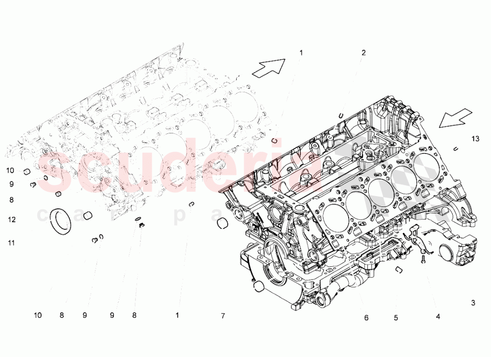 Crankcase of Lamborghini Lamborghini Gallardo (2008)