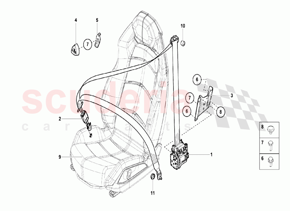 THREE-POINT SAFETY BELT of Lamborghini Lamborghini Aventador LP750 SV Coupe