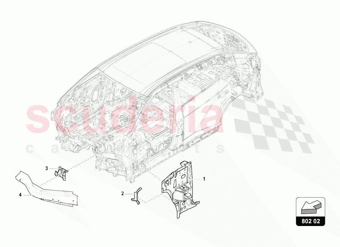 SECTIONAL PARTS FOR THE SIDE SECRION of Lamborghini Lamborghini Urus