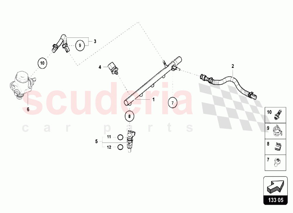 High Pressure Injection System of Lamborghini Lamborghini Huracan LP580 Coupe