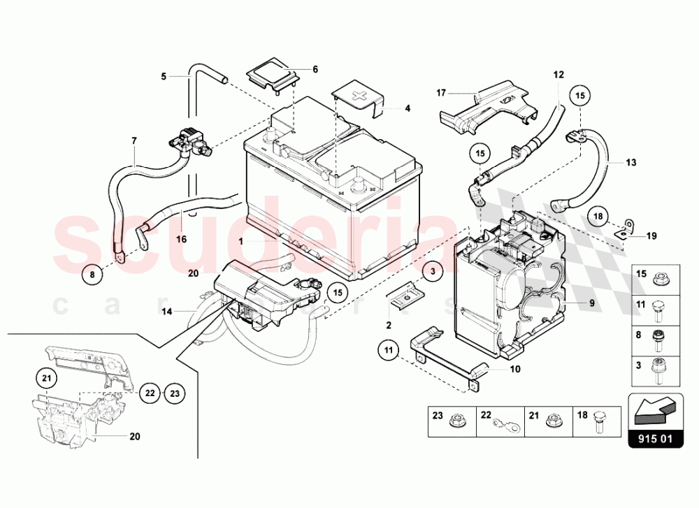 BATTERY - BATTERY MOUNTING of Lamborghini Lamborghini Aventador LP700 Roadster