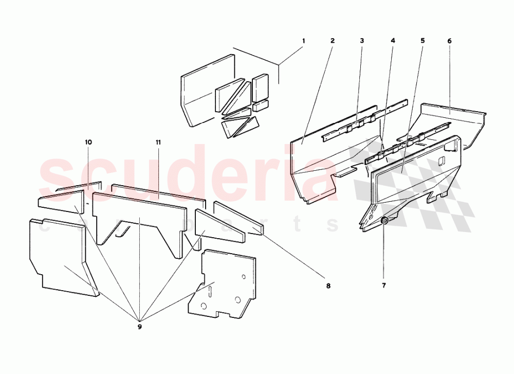 Engine Compartment Insulating Panels of Lamborghini Lamborghini Diablo VT 6.0 (2000-2001)