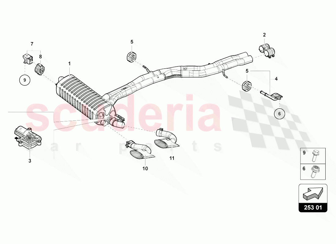 INTERMEDIATE PIPE WITH REAR SILENCER of Lamborghini Lamborghini Urus