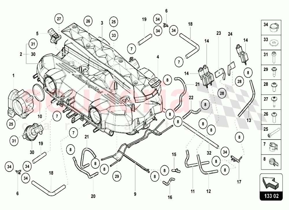 INTAKE MANIFOLD of Lamborghini Lamborghini Aventador LP720 Roadster