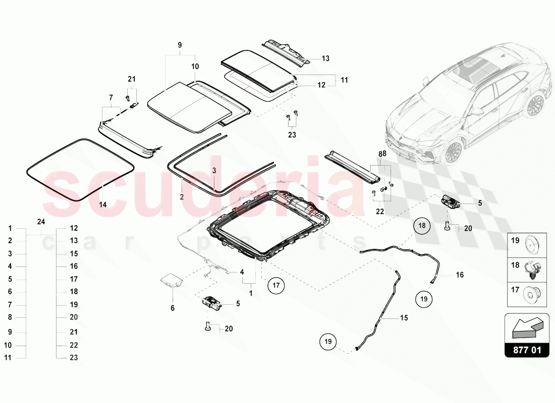 GLASS SUNROOF of Lamborghini Lamborghini Urus