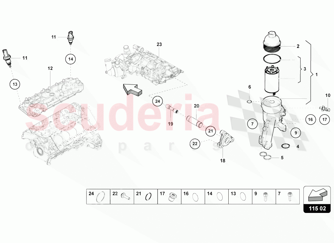 OIL FILTER ELEMENT of Lamborghini Lamborghini Huracan Evo Coupe