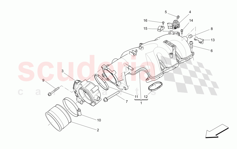 INTAKE MANIFOLD AND THROTTLE BODY of Maserati Maserati Quattroporte (2013-2016) V6 330bhp