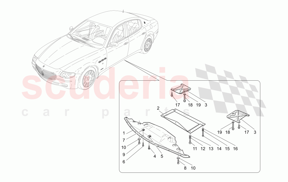 UNDERBODY AND UNDERFLOOR GUARDS of Maserati Maserati Quattroporte (2003-2007) DuoSelect