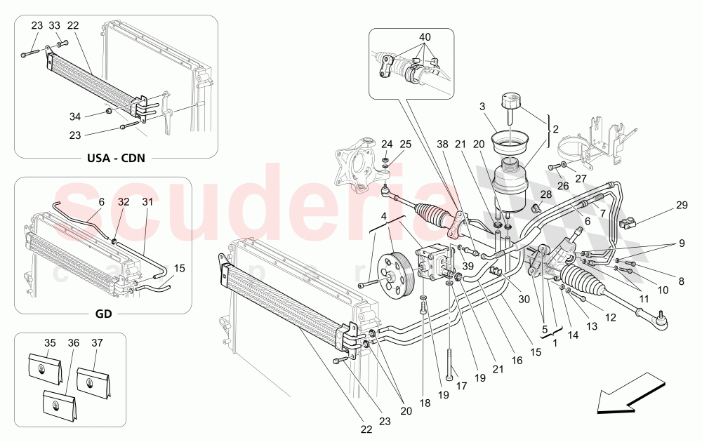 STEERING RACK AND HYDRAULIC STEERING PUMP of Maserati Maserati 4200 Coupe (2005-2007) GT