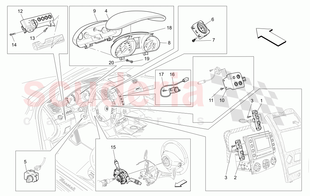 DASHBOARD DEVICES of Maserati Maserati Quattroporte (2003-2007) Auto