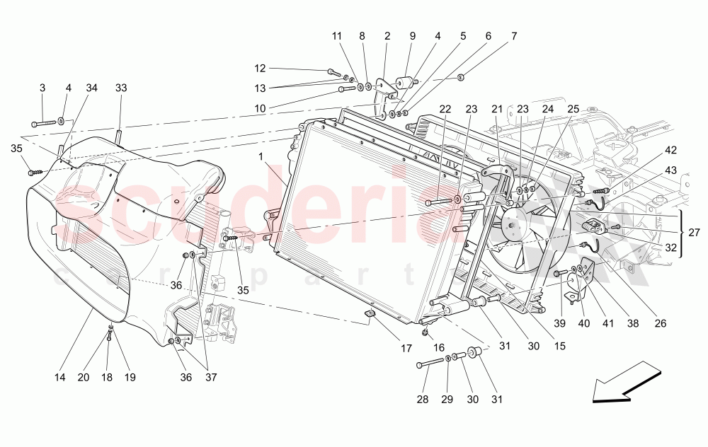 COOLING: AIR RADIATORS AND DUCTS of Maserati Maserati GranCabrio (2011-2012) Sport