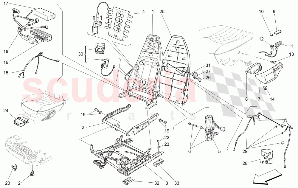 FRONT SEATS: MECHANICS AND ELECTRONICS of Maserati Maserati 4200 Coupe (2002-2004) CC