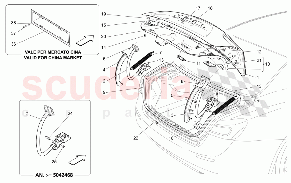 REAR LID (Not available with: POWER LIFTGATE WITH KICK SENSOR) of Maserati Maserati Ghibli (2017+) Diesel