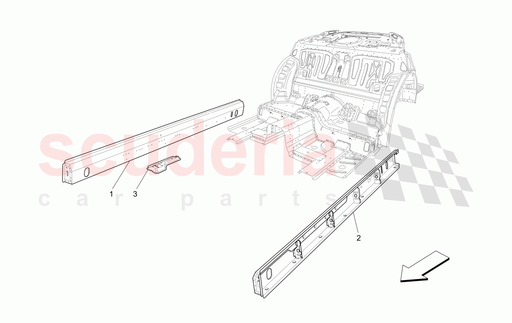 CENTRAL STRUCTURAL FRAMES AND SHEET PANELS of Maserati Maserati GranTurismo (2007-2010) Auto