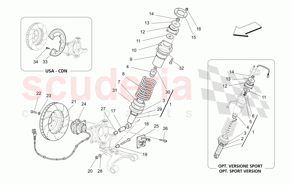 FRONT SHOCK ABSORBER DEVICES (Includes brake discs Available with: "Spyder 90th Anniversary" Version) of Maserati Maserati 4200 Spyder (2005-2007) CC