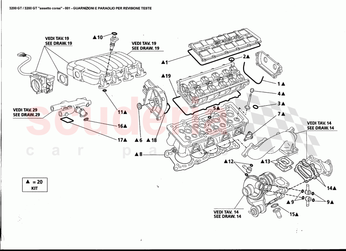 GASKET AND SEALS FOR HEAD OVERHAUL of Maserati Maserati 3200 GT / Assetto Corsa