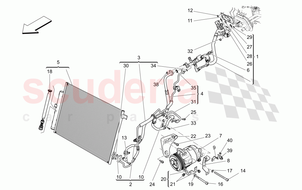 A/C UNIT: ENGINE COMPARTMENT DEVICES (Available with: FOUR-ZONE AUTOMATIC CLIMA) of Maserati Maserati Quattroporte (2013-2016) V6 330bhp