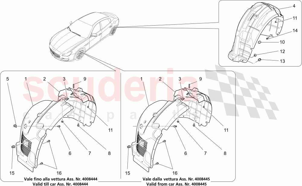 WHEELHOUSE AND LIDS of Maserati Maserati Quattroporte (2013-2016) S Q4