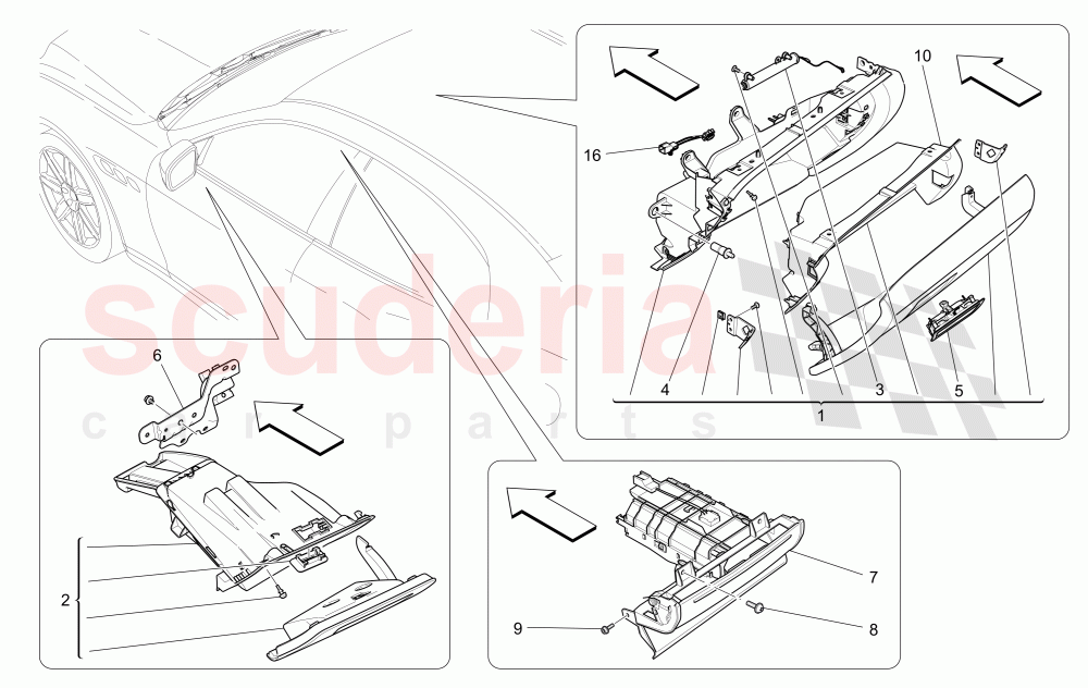 GLOVE COMPARTMENTS (Not available with: GLOVE BOX DOOR WITH ELECTRONIC LOCK) of Maserati Maserati Ghibli (2017+)