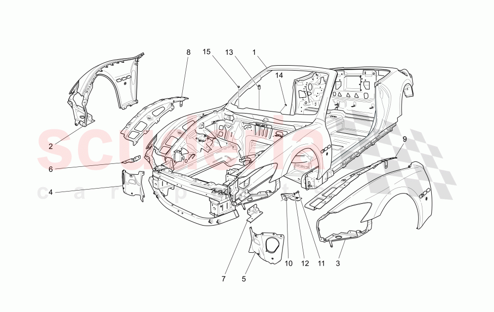 BODYWORK AND FRONT OUTER TRIM PANELS of Maserati Maserati GranCabrio (2011-2012) Sport