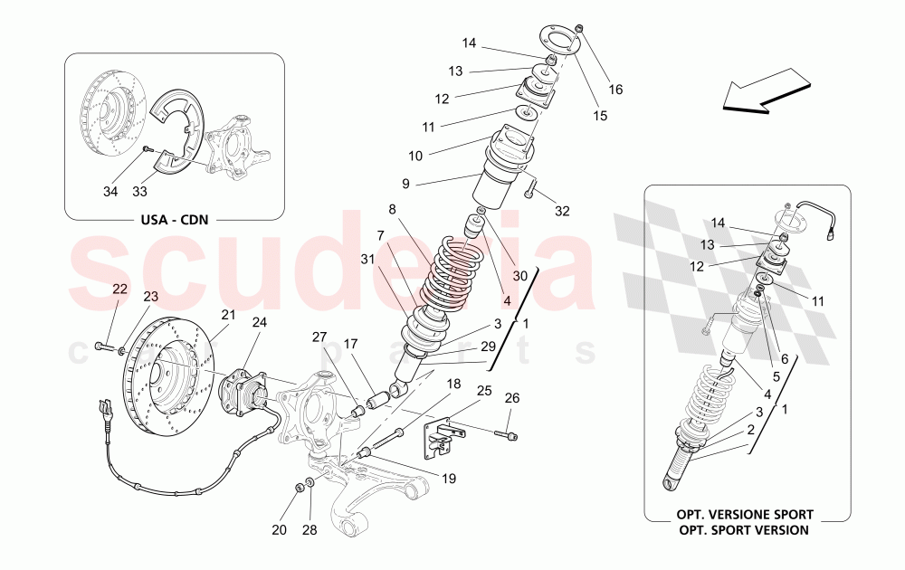 FRONT SHOCK ABSORBER DEVICES (Includes brake discs) of Maserati Maserati 4200 Spyder (2005-2007) GT