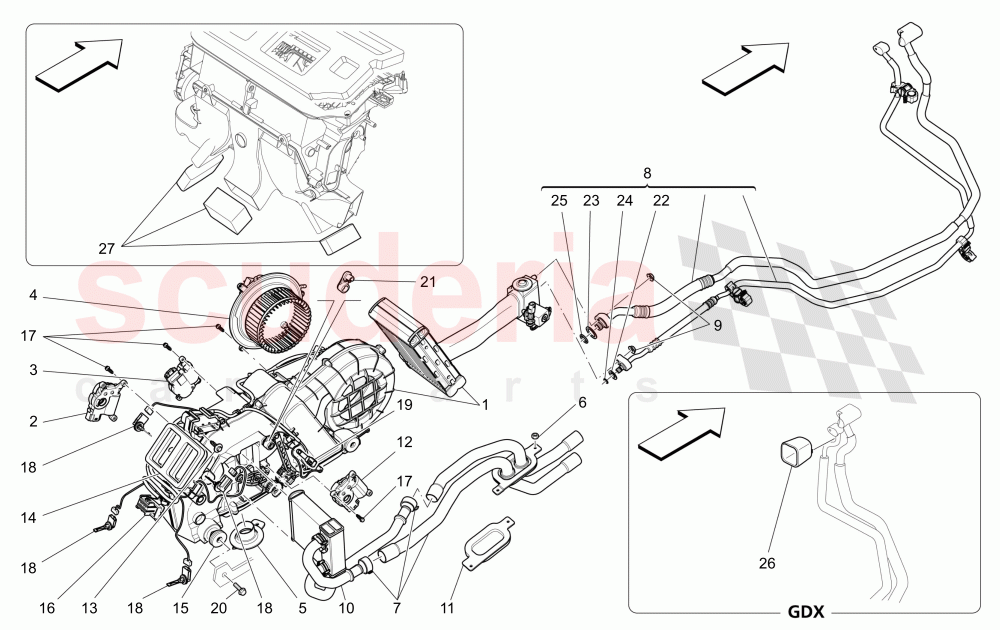 A/C UNIT: TUNNEL DEVICES (Available with: FOUR-ZONE AUTOMATIC CLIMA) of Maserati Maserati Levante (2017+)