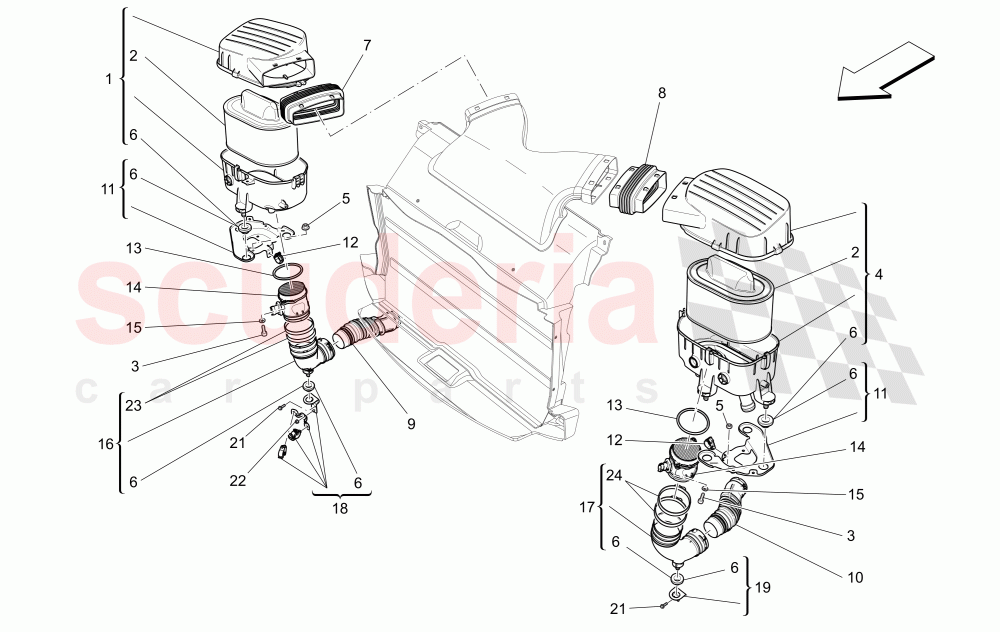 AIR FILTER, AIR INTAKE AND DUCTS of Maserati Maserati Quattroporte (2013-2016) S Q4