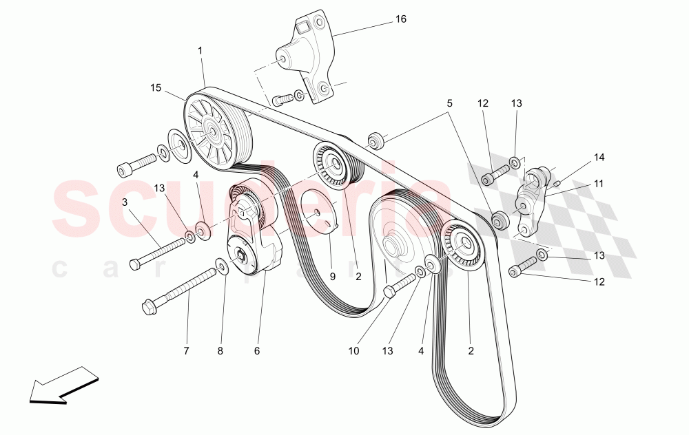 AUXILIARY DEVICE BELTS of Maserati Maserati Quattroporte (2017+) S Q4