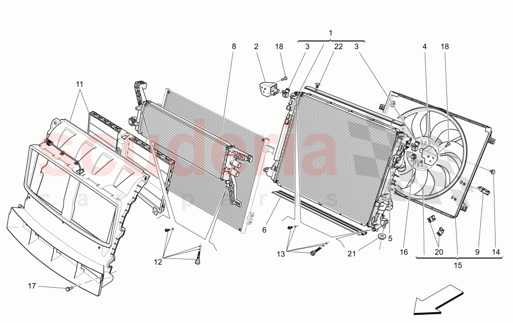 COOLING: AIR RADIATORS AND DUCTS of Maserati Maserati Levante (2017+)