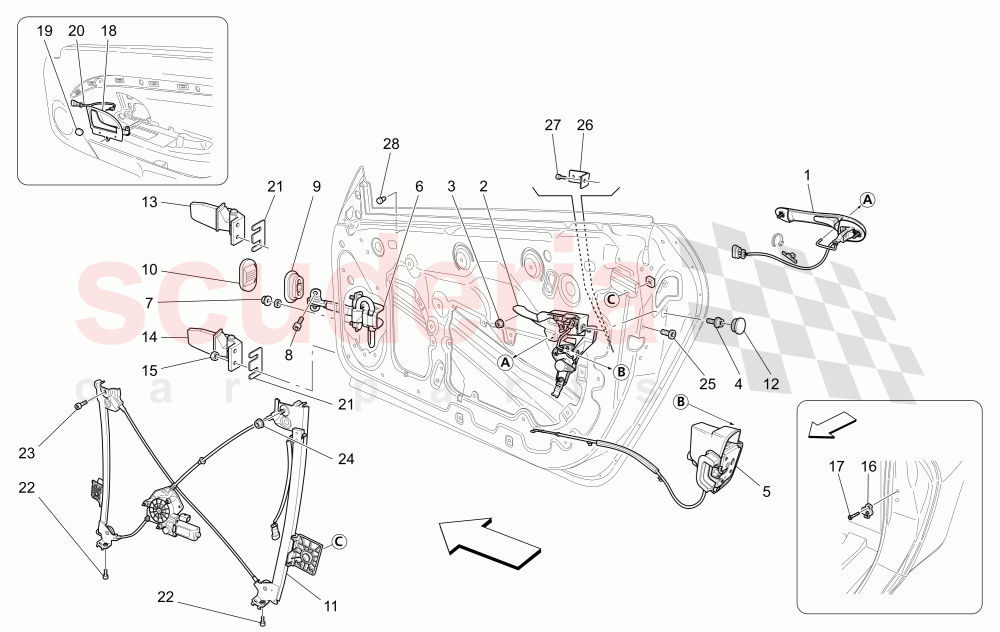 FRONT DOORS: MECHANISMS of Maserati Maserati GranCabrio (2010-2012)