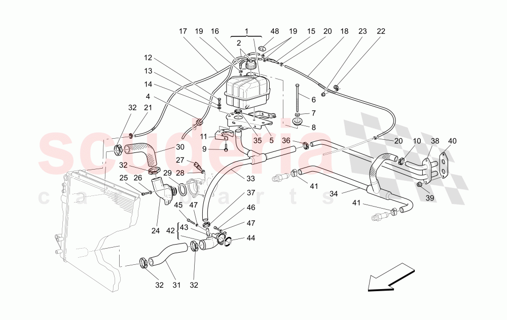 COOLING SYSTEM: NOURICE AND LINES of Maserati Maserati GranSport Coupe (2005-2007)